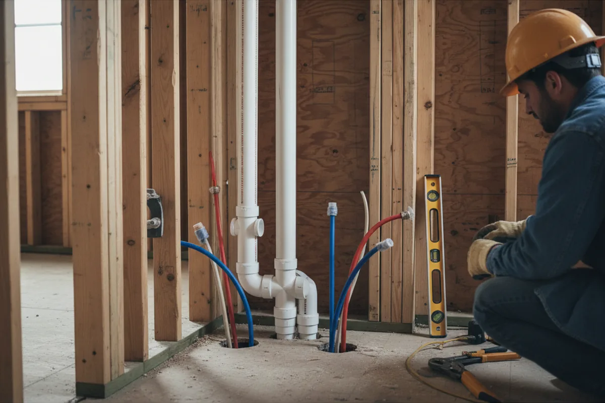 Drain and supply rough-in during Toilet Repair and Installation in Godwin