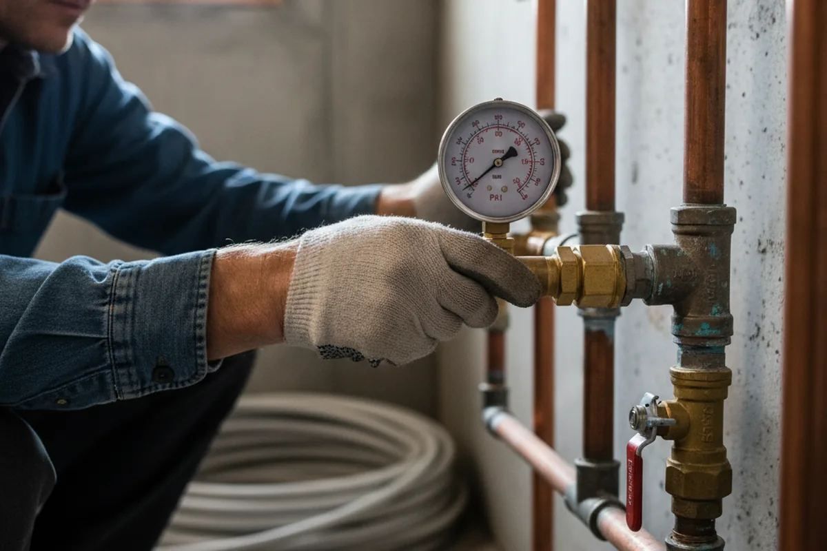 Pressure testing a repaired line during Water Line Repair in Godwin